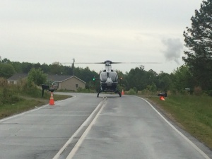 The medical helicopter at the scene.