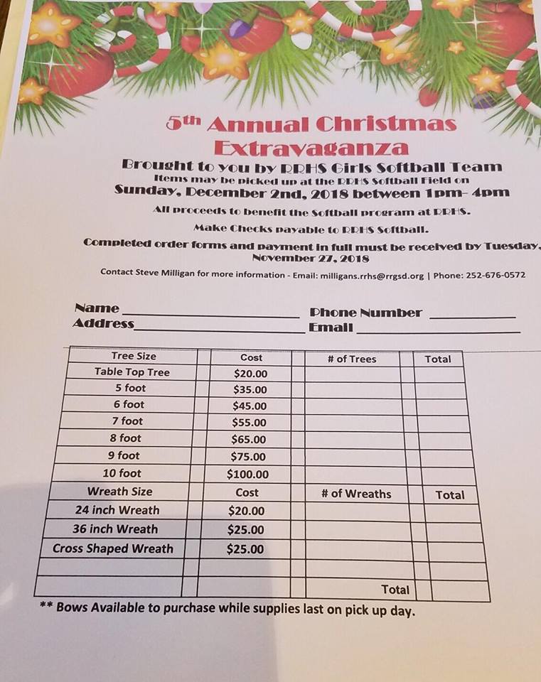 2018 RRHS SOFTBALL CHRISTMASS TREE FORM