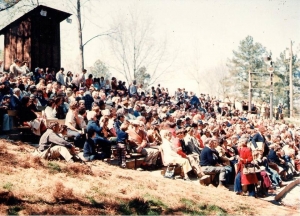 An audience watches an early performance of First for Freedom.