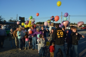 Family and friends gather for the release.