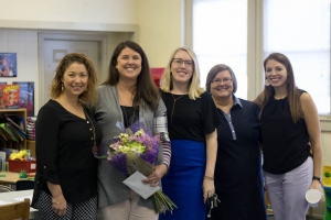 From left, Lisa Frederes, school psychologist Neathery,  Alexandria Evans, exceptional children&#039;s program director, Kim White, CECAS data manager Jessi Wood, exceptional children&#039;s program specialist.