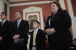 Asbell with her family at her swearing-in ceremony in January.