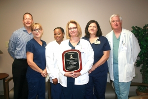 Team members at the Wound Care Center include Dr. Peter Muller, medical director; Olesnevich; Renee Price, clinical coordinator; RNs Christie Keeter and Maryland Hicks; Laura Dickens, CNA; and Monique Broadnax.