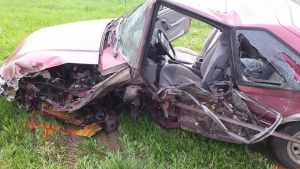 The vehicle following the crash.